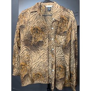 Vintage silk animal print top